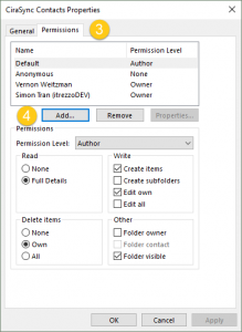 Public Folder Contact List Permissions